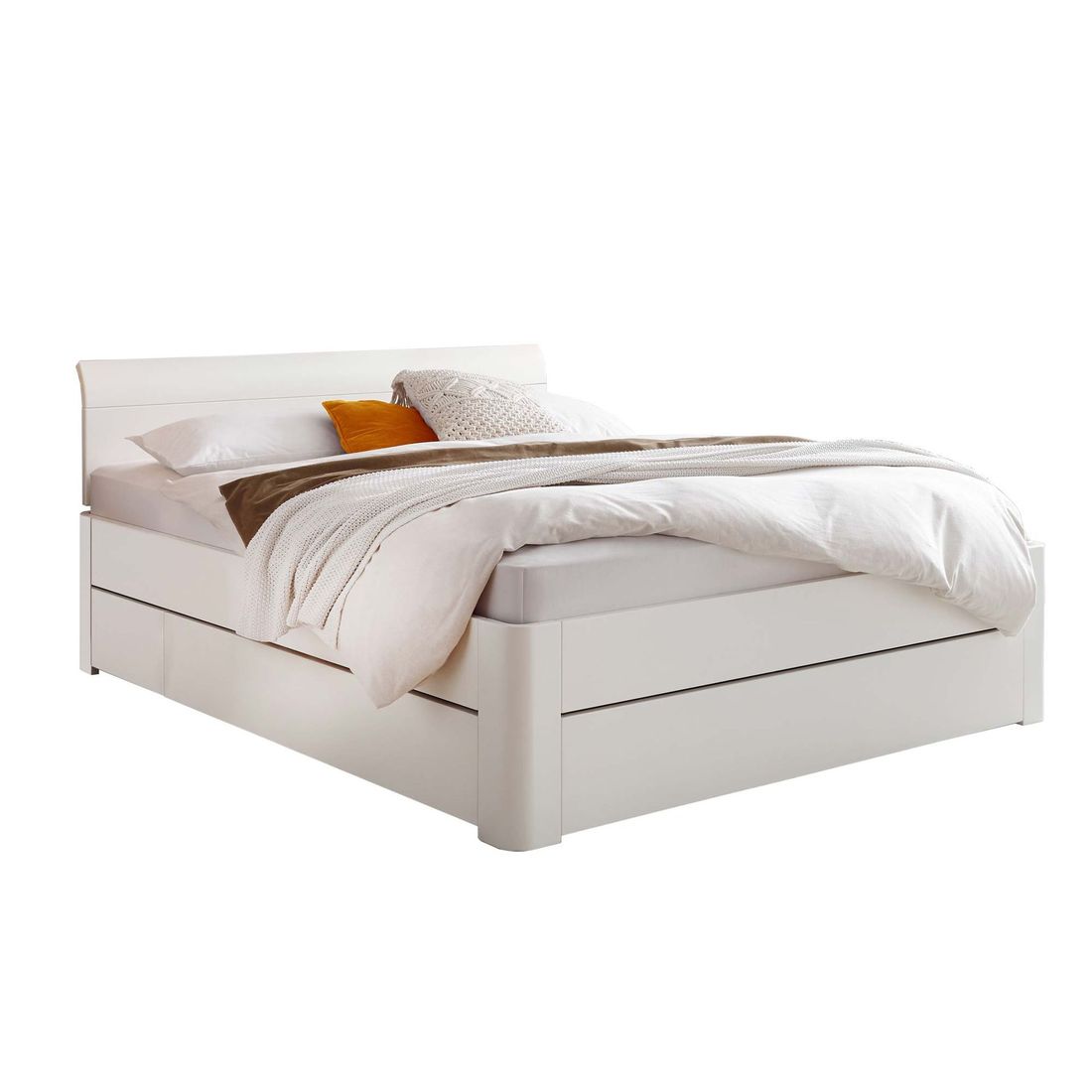 Doppelbett Alfeo Komfort Buche Massivholz mit Schubkasten