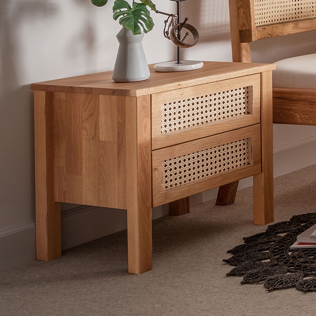 Nachttisch Faye Eiche Massivholz H 45 cm