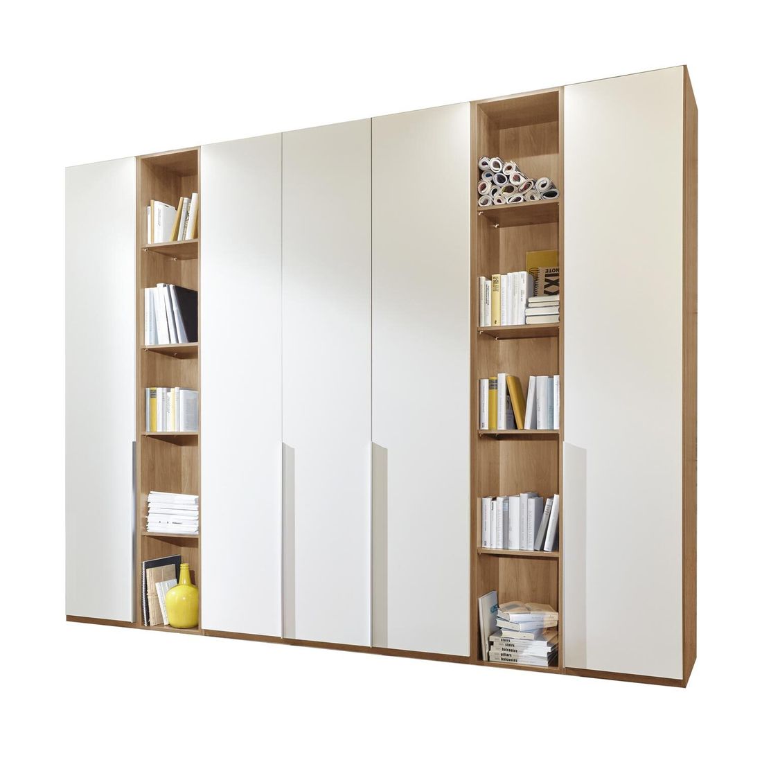 Drehtüren-Kleiderschrank Morolo Eiche Dekor mit Regal und Innenausstattung