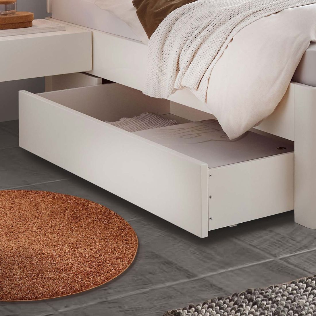 Doppelbett Alfeo Komfort Buche Massivholz mit Schubkasten