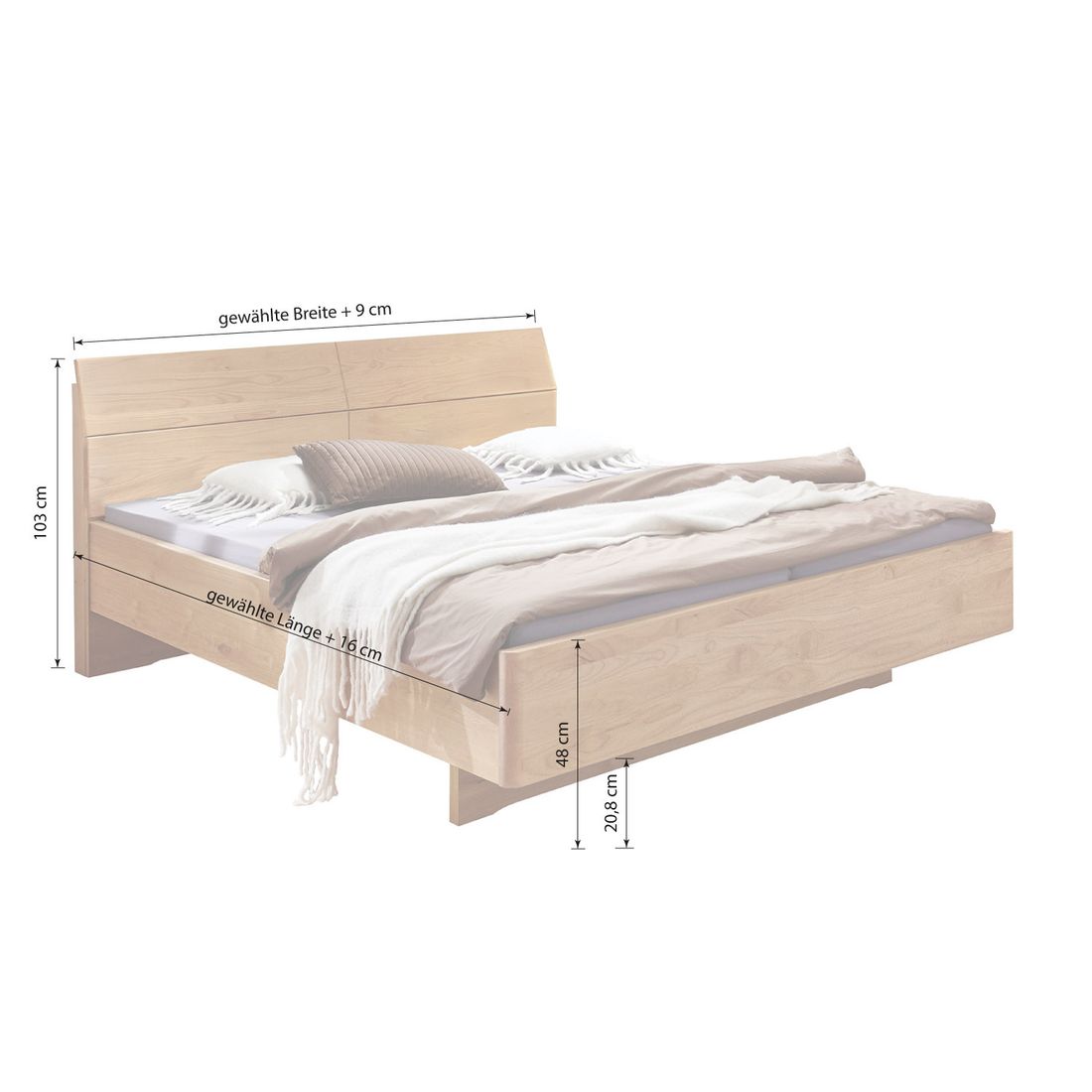 Doppelbett Nuria Komfort Erle Dekor