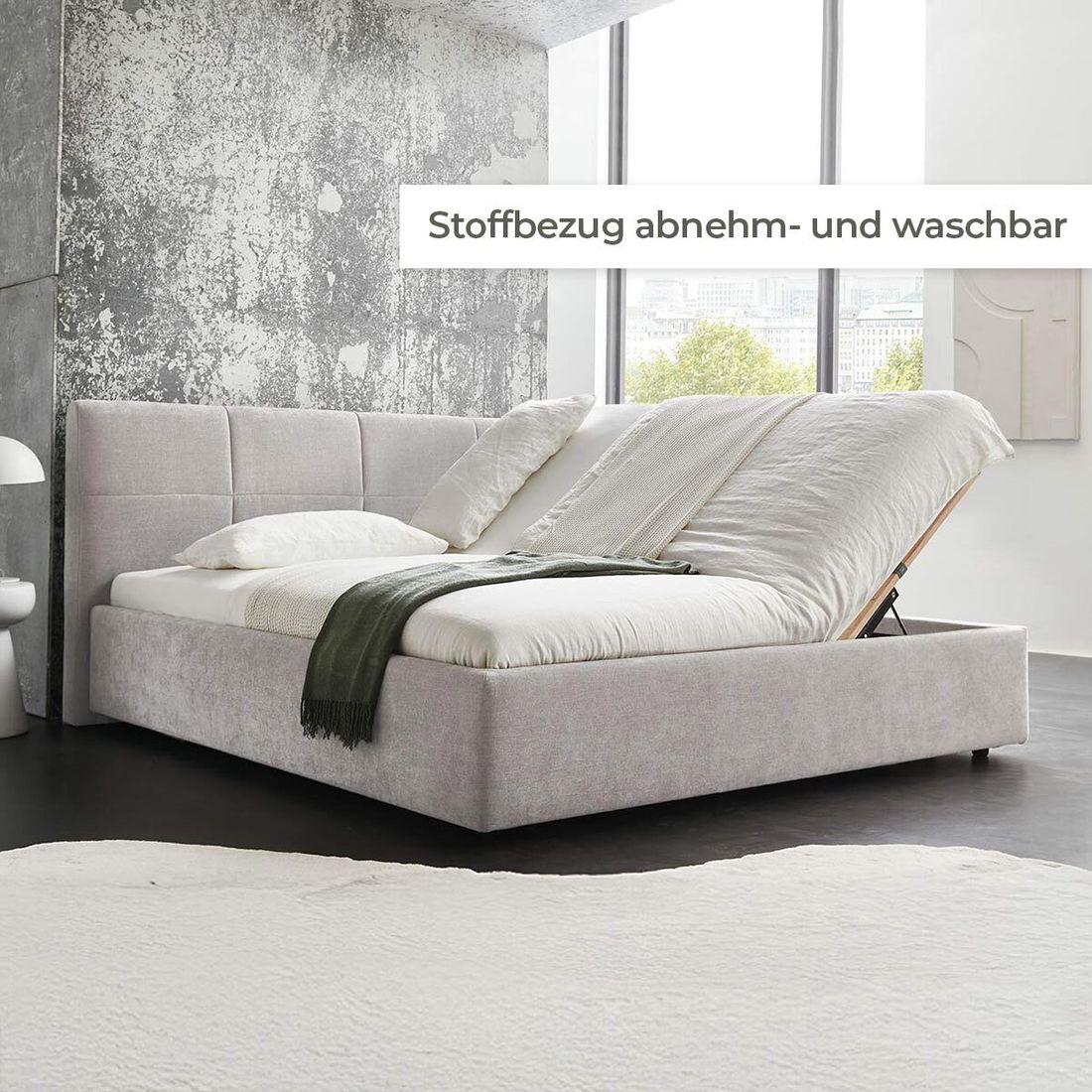 HOMELIV. Polsterbett SwitchIT Chester Webstoff mit Bettkasten und Lattenrost