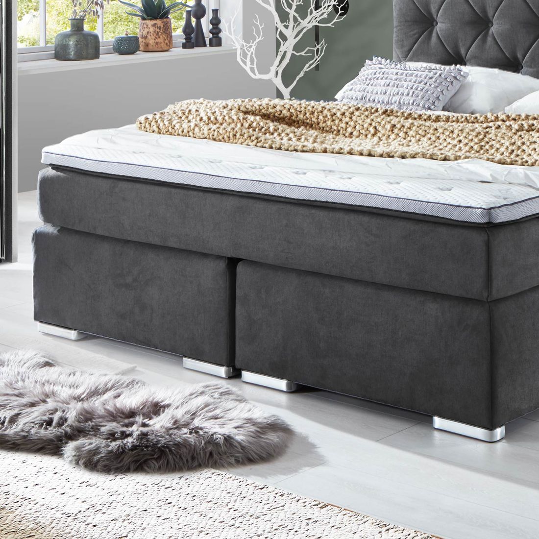 Boxspringbett Bryce Webstoff 180x200cm