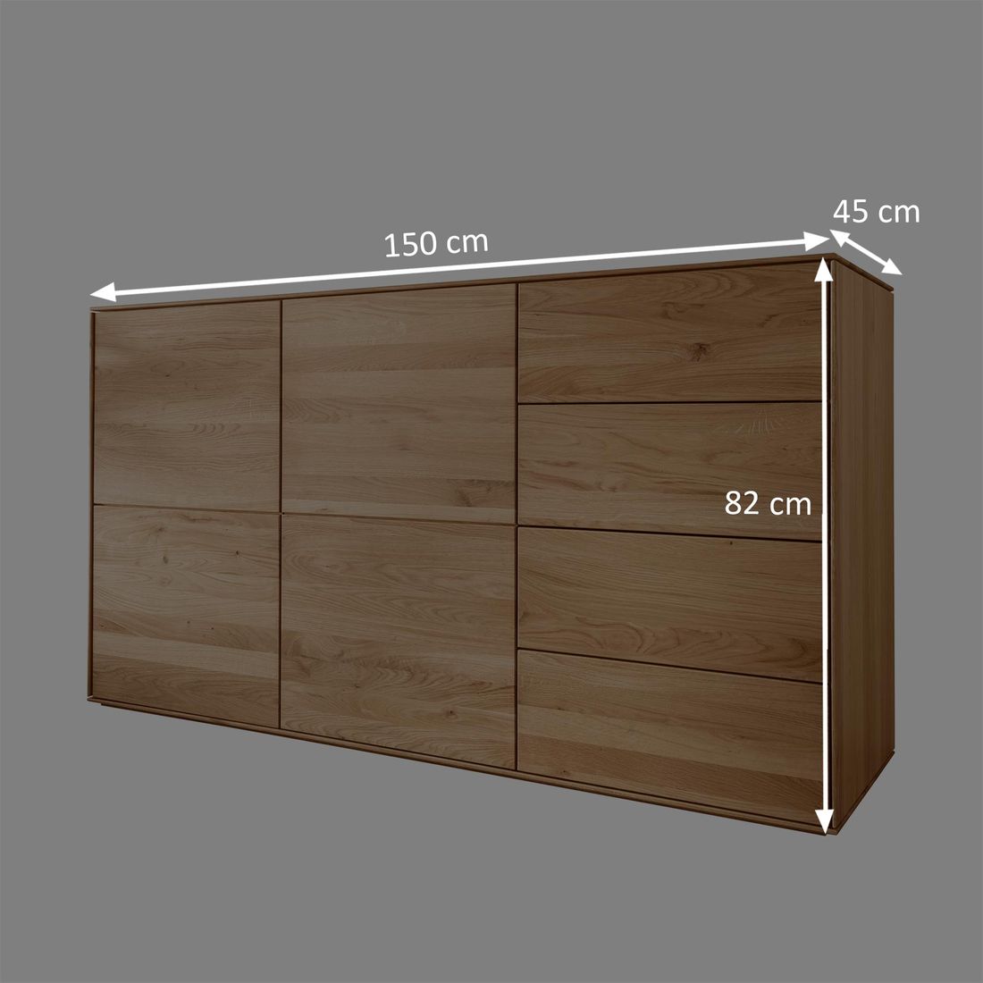 Sideboard Vildan Wildeiche Massivholz mit Schubladen