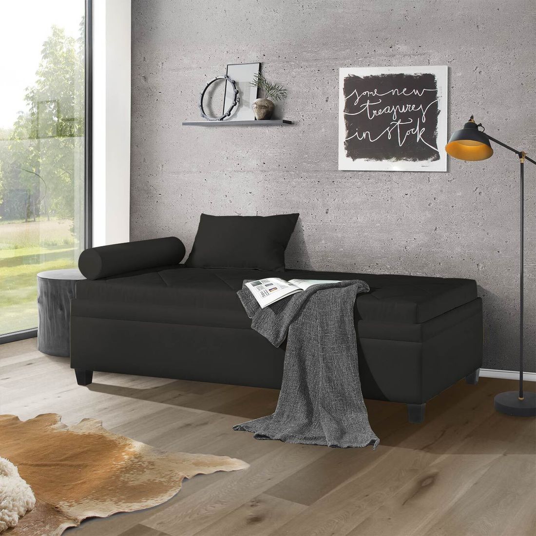 Relaxliege Kamina Microvelours mit Bettkasten