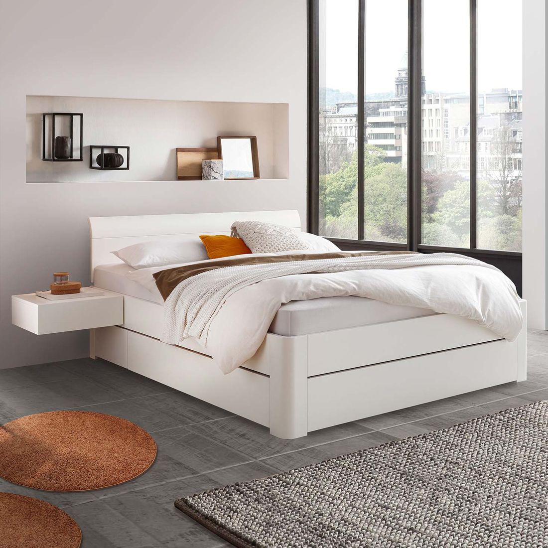 Doppelbett Alfeo Komfort Buche Massivholz mit Schubkasten