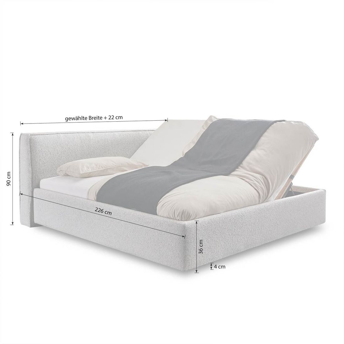 HOMELIV. Polsterbett SwitchIT Cordoba Webstoff mit Bettkasten und Lattenrost
