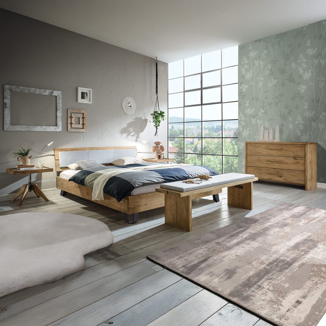 Bett Ormar Wildeiche Massivholz