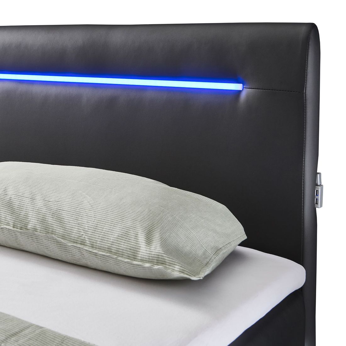 Boxspringbett Xaya Kunstleder mit Beleuchtung und Bettkasten