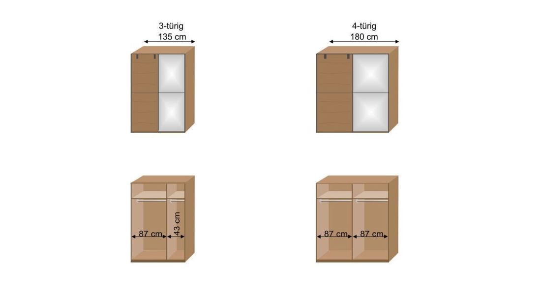 Spiegel-Schwebetüren-Kleiderschrank Nolan