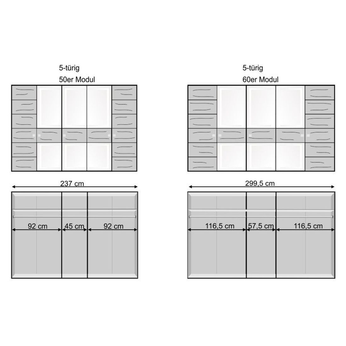 Drehtüren-Kleiderschrank Divari Kernbuche Massivholz mit Glasfront