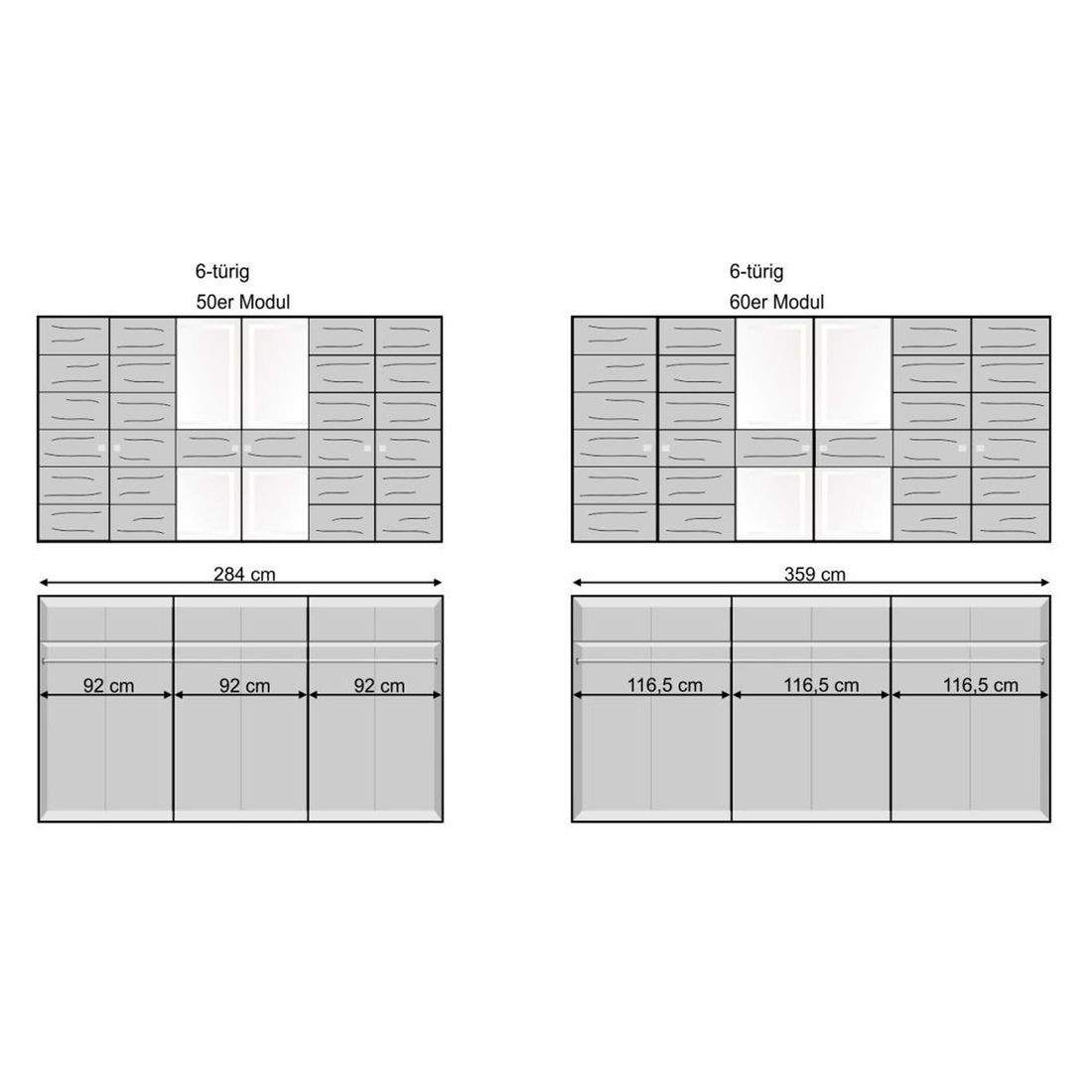 Drehtüren-Kleiderschrank Divari Kernbuche Massivholz mit Glasfront