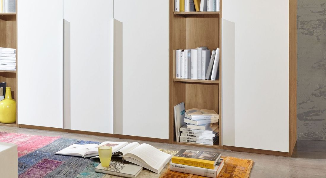 Drehtüren-Kleiderschrank Morolo Eiche Dekor mit Regal