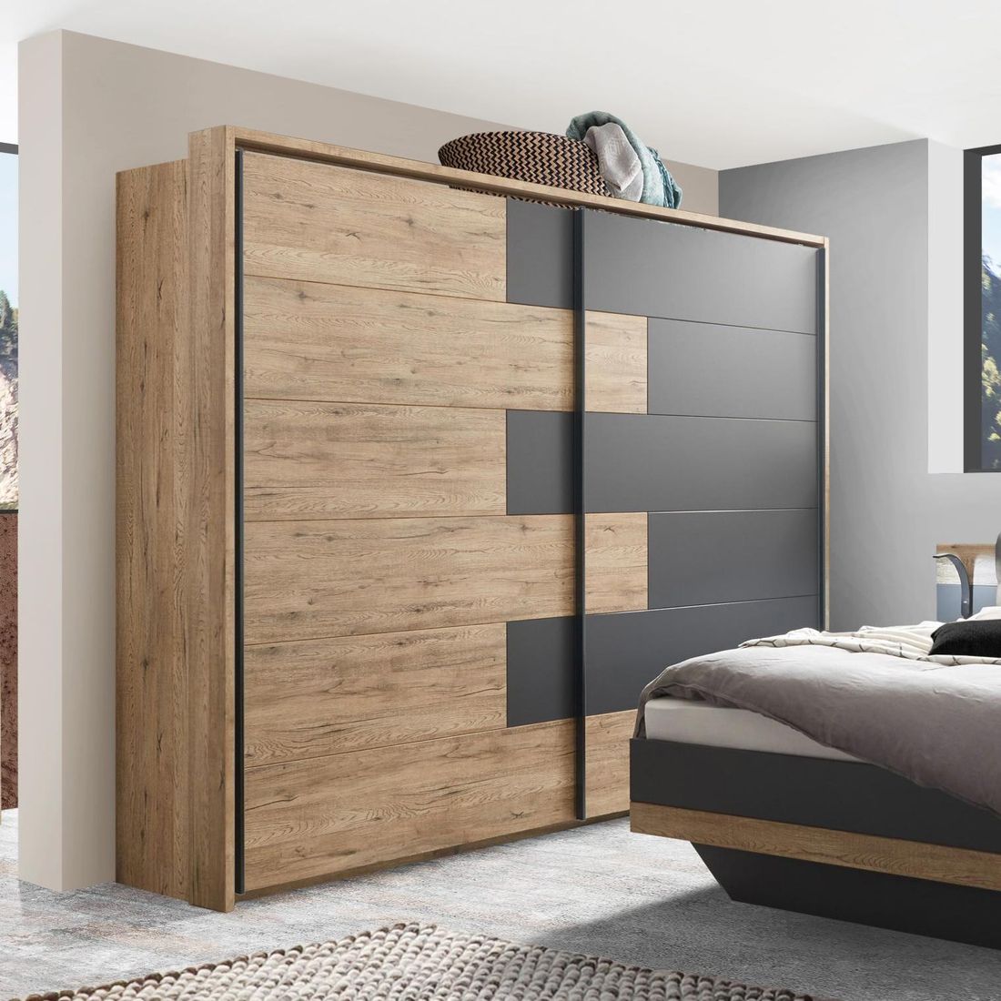 Schwebetüren-Kleiderschrank Igneo Eiche Dekor