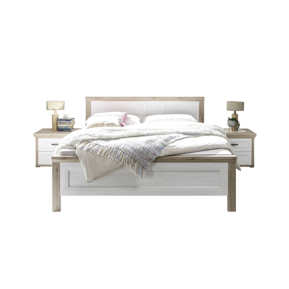 Bett Diaro Komfort Eiche Dekor mit Nachttischen 180x200cm