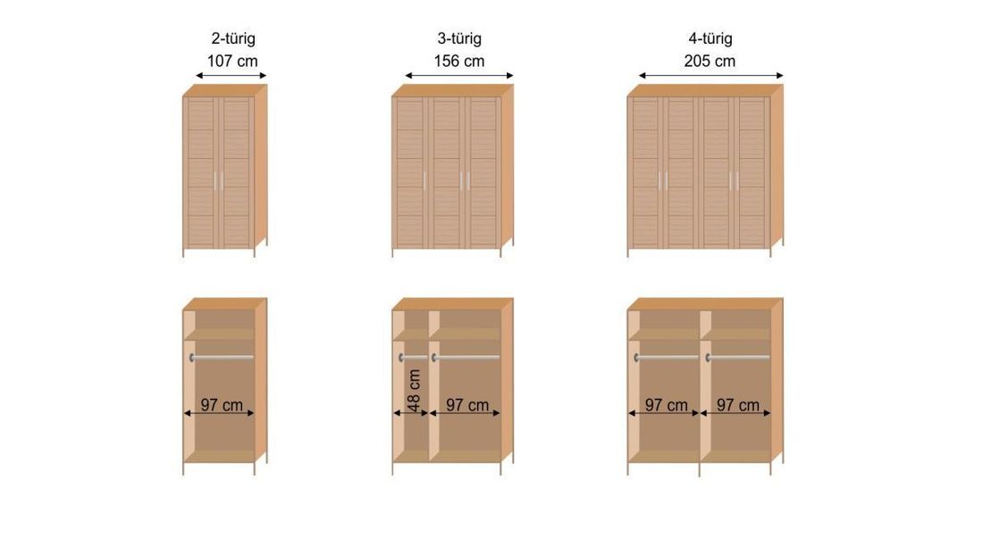 HOMELIV. Drehtüren-Kleiderschrank Halvar Kernbuche Massivholz