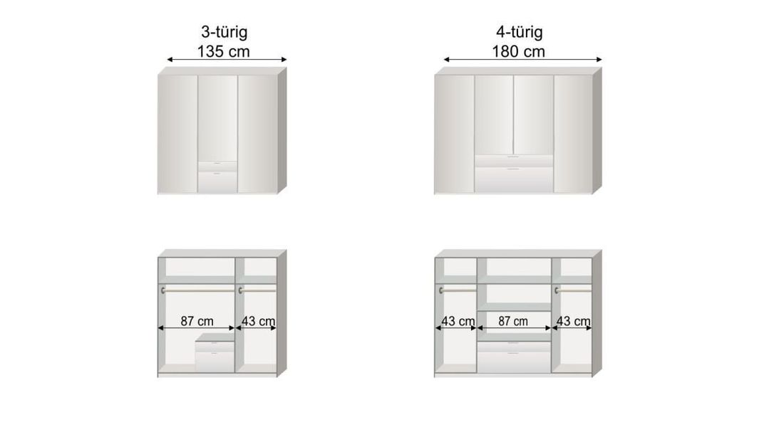 Drehtüren-Kleiderschrank Esperia Express mit Schubladen