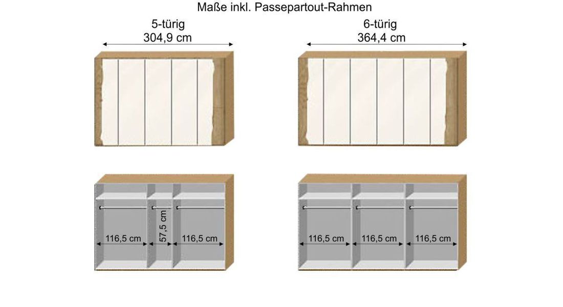 Drehtüren-Kleiderschrank Imst Wildeiche Massivholz mit Glasfront