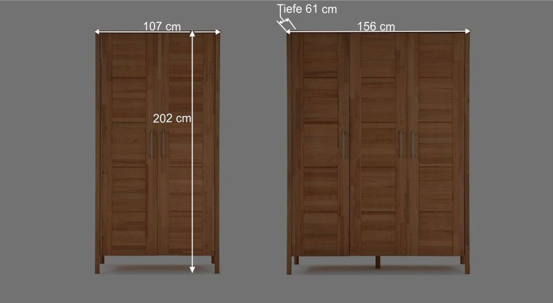 HOMELIV. Drehtüren-Kleiderschrank Halvar Kernbuche Massivholz