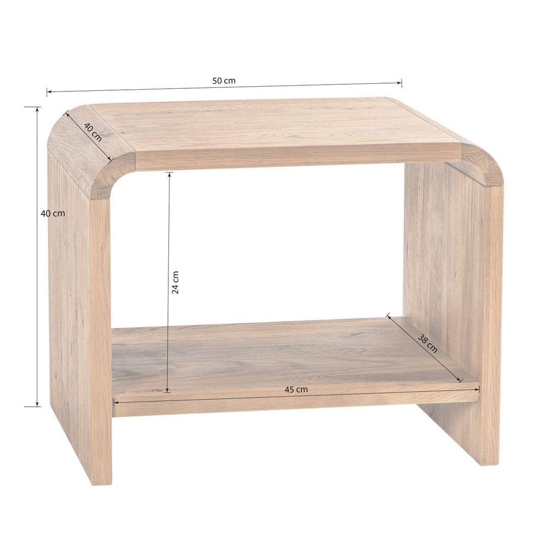 Nachttisch Tepli Wildeiche Massivholz H 40cm
