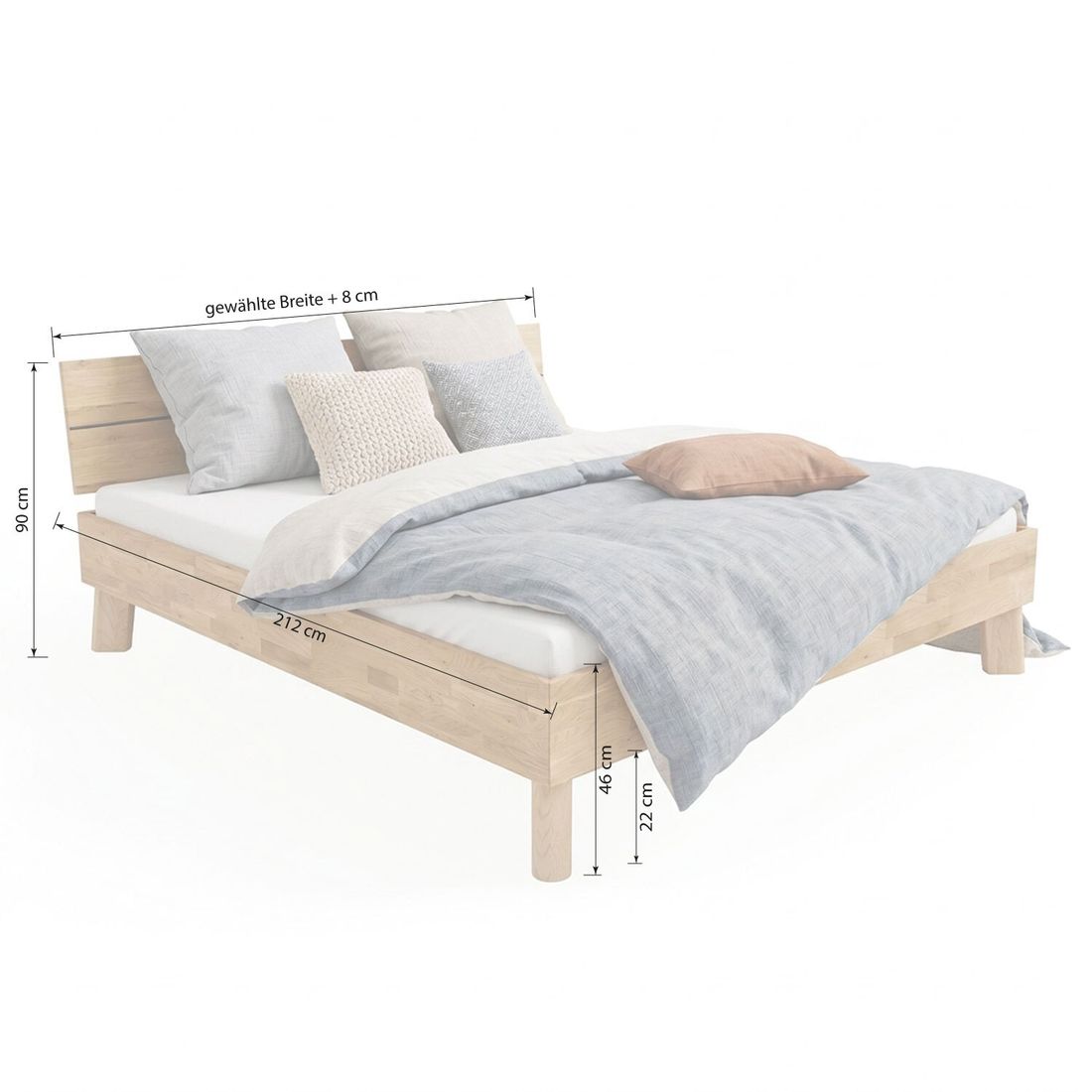 HOMELIV. Doppelbett Fiete Komfort Wildeiche Massivholz