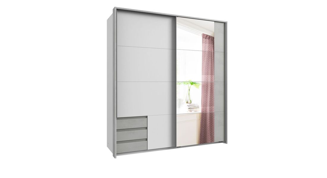 Schwebetüren-Kleiderschrank Kaori mit Schubladen