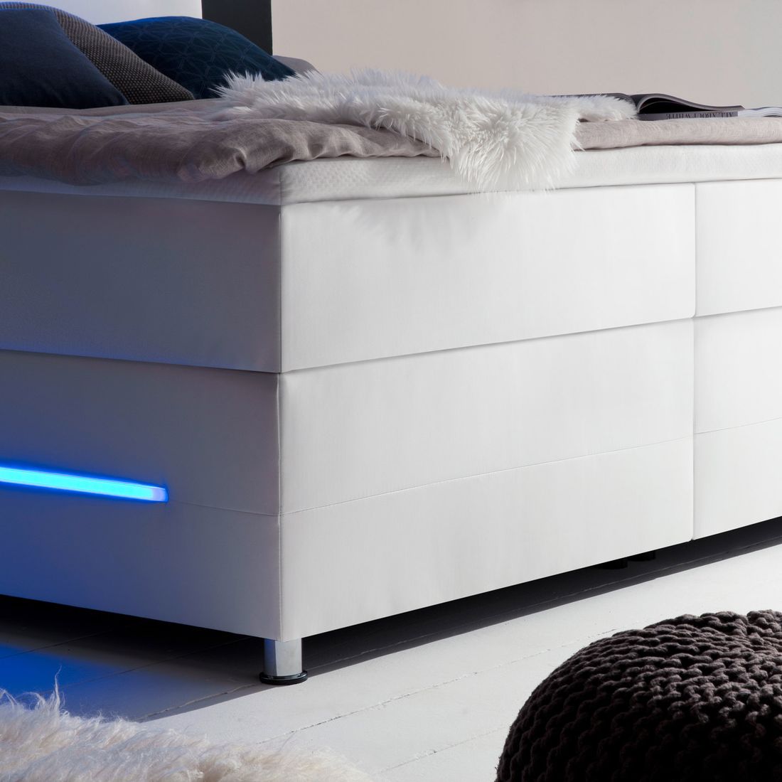 Boxspringbett Lexton Kunstleder mit Beleuchtung