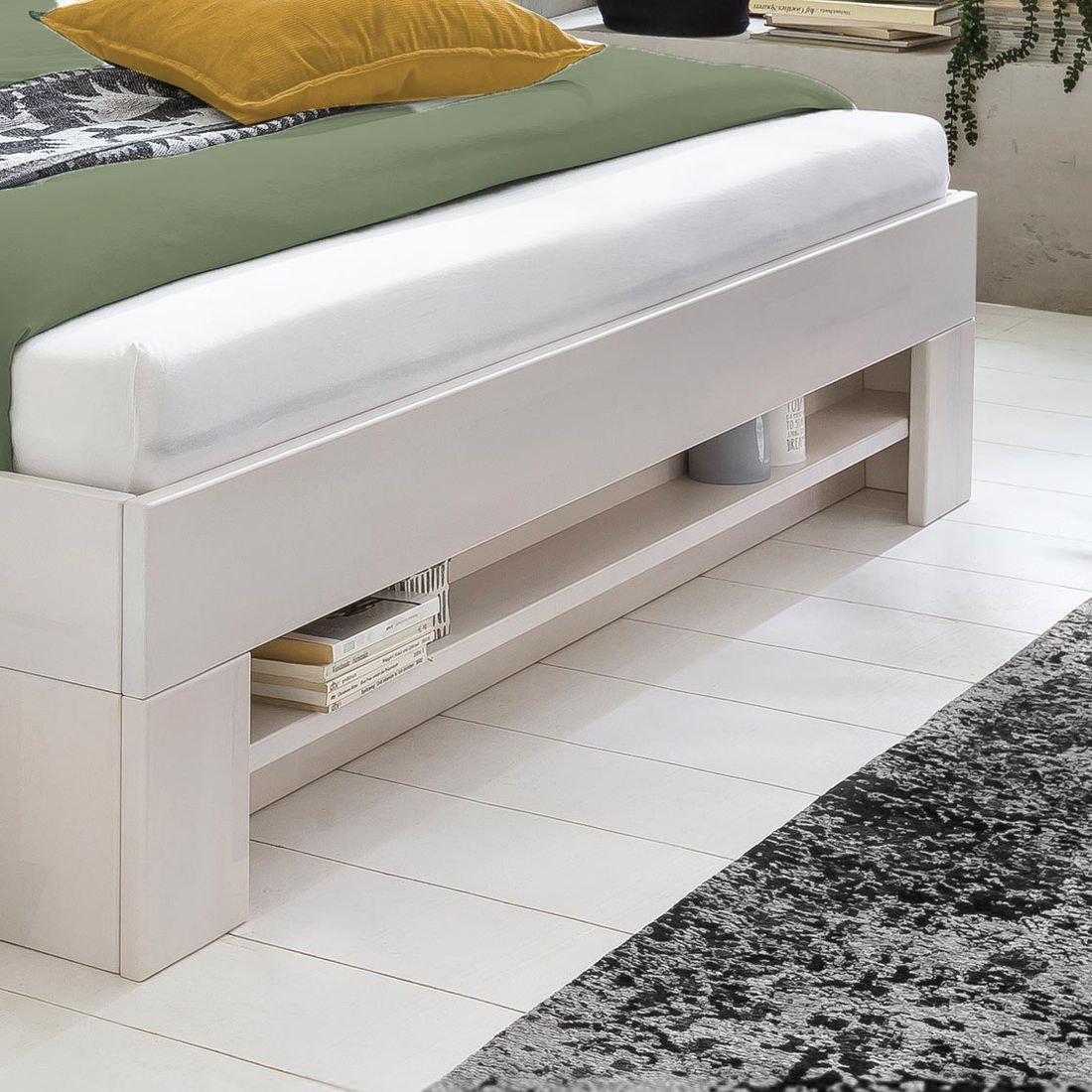 HOMELIV. Bett Valor Komfort Kernbuche Massivholz mit Schubkasten