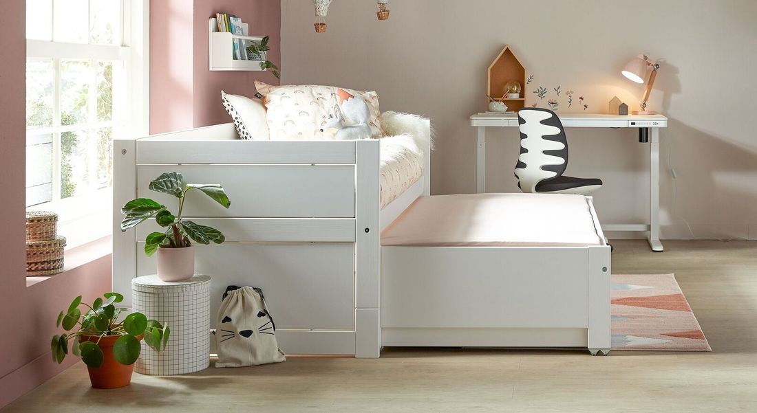 LIFETIME Kojenbett-Ausziehbett Original Kiefer Massivholz mit Lattenrost