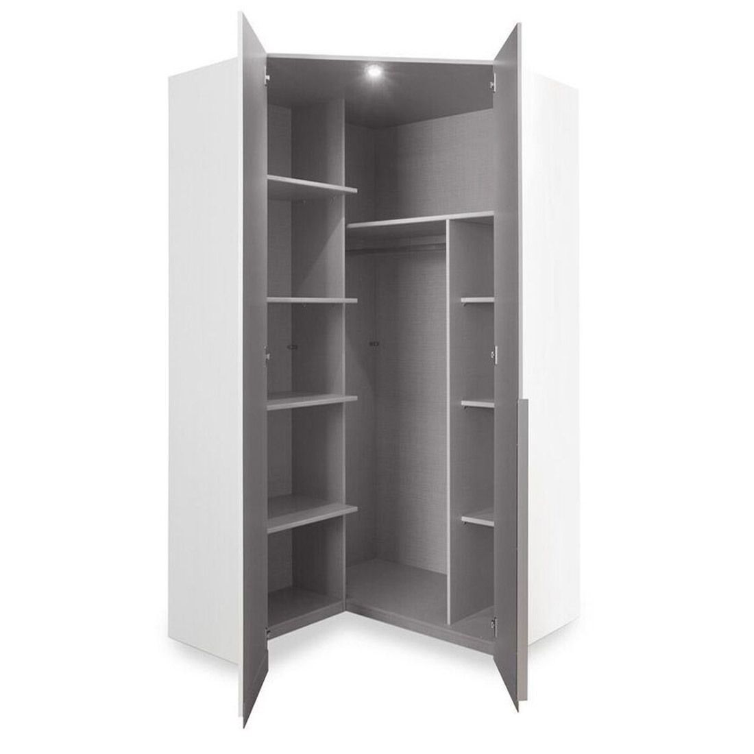 Eck-Kleiderschrank Ceprano mit Beleuchtung