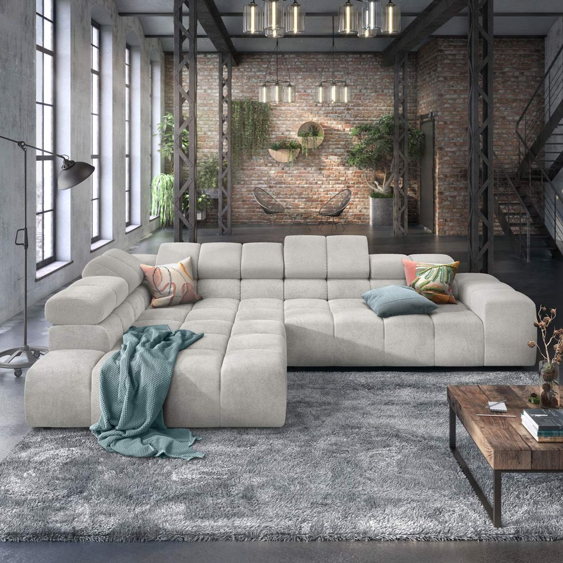 HOMELIV. Ecksofa Charlotta 319x215x82cm Feincord