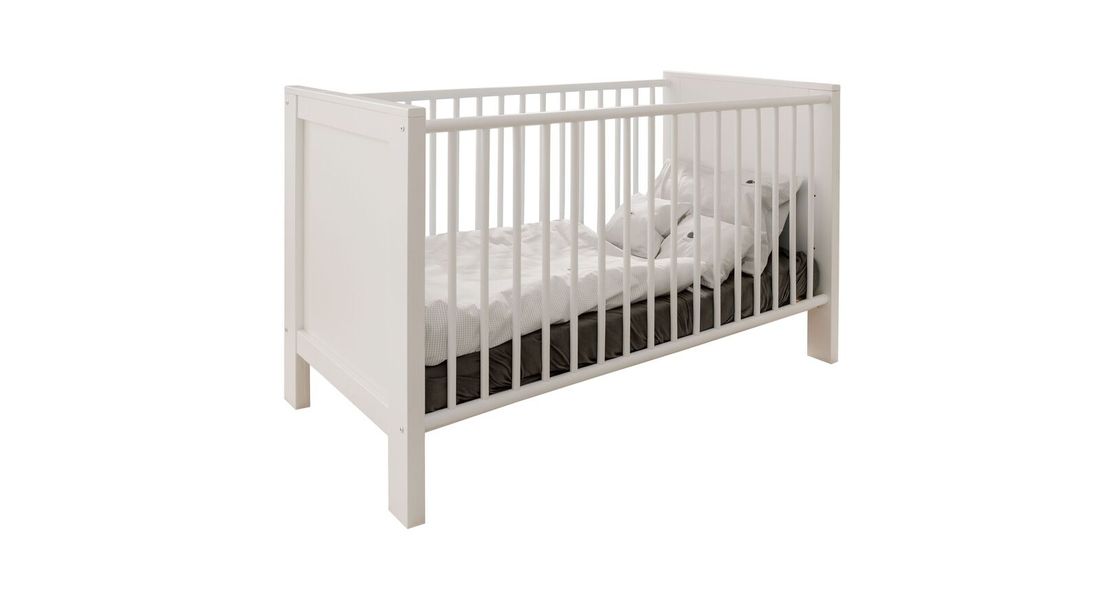 Babybett Holmar teilmassiv mit Lattenrost und Schlupfsprossen