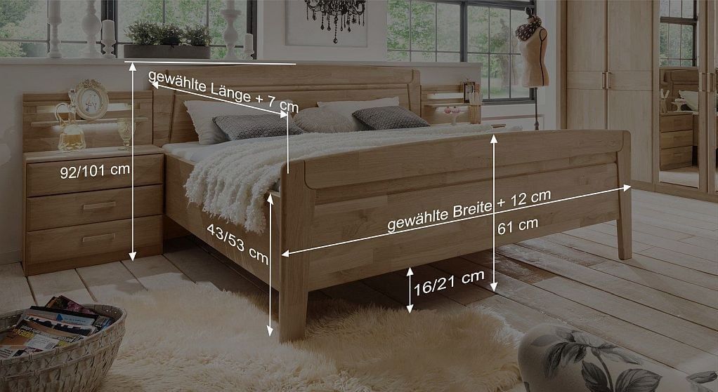 Bett Temara Komfort Erle teilmassiv mit Schubkasten