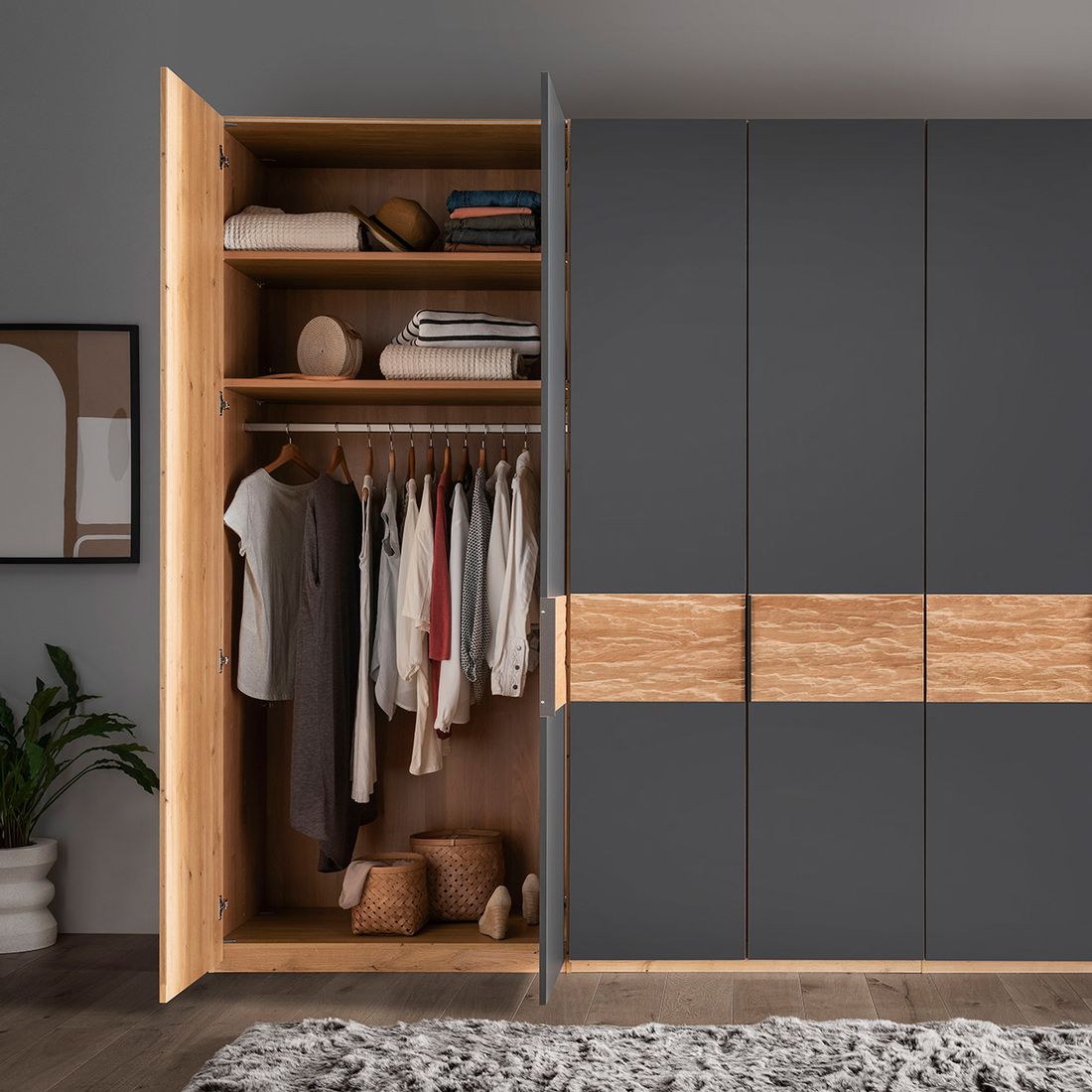 Drehtüren-Kleiderschrank Mateo Eiche Dekor