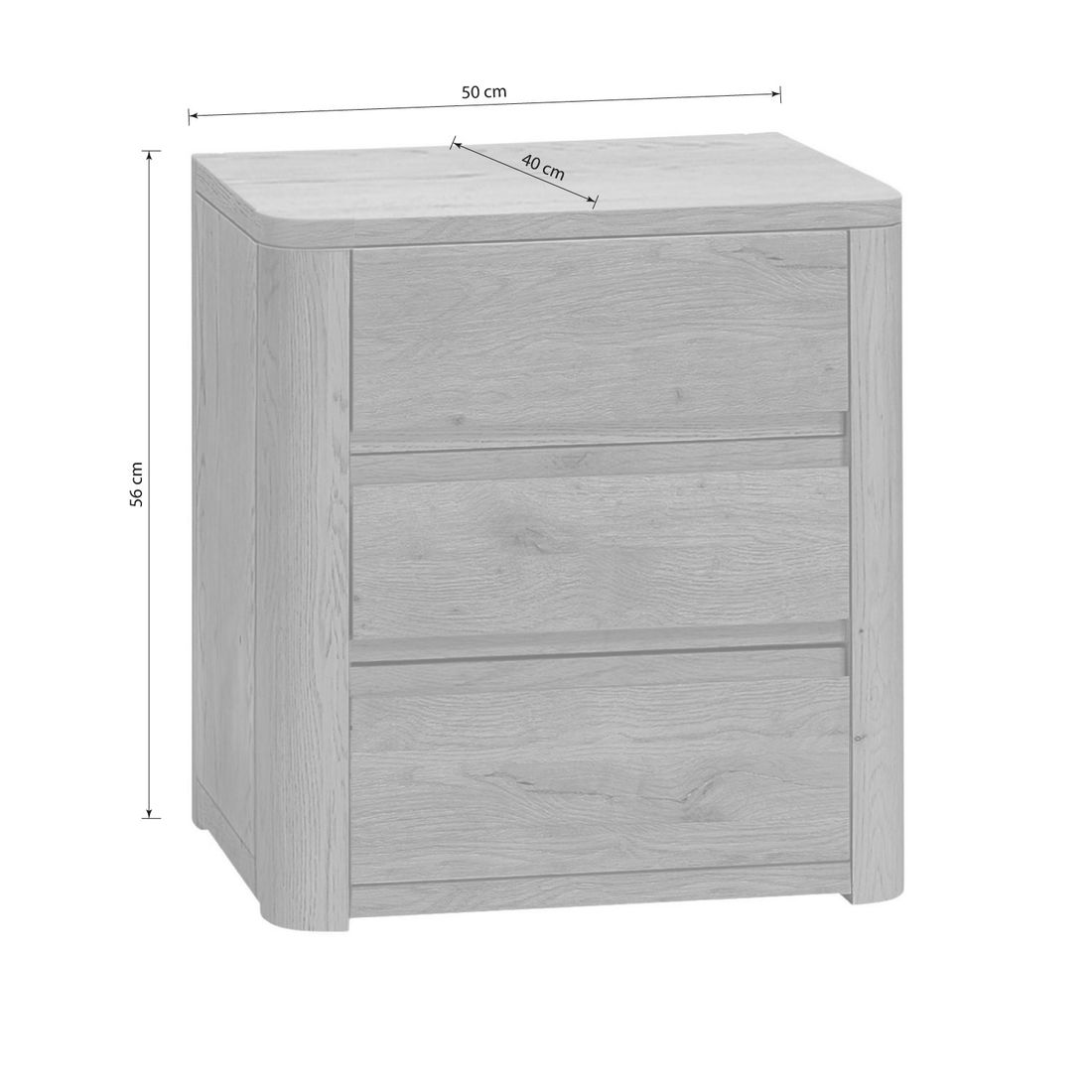 Nachttisch Lugo Eiche Massivholz H 56cm