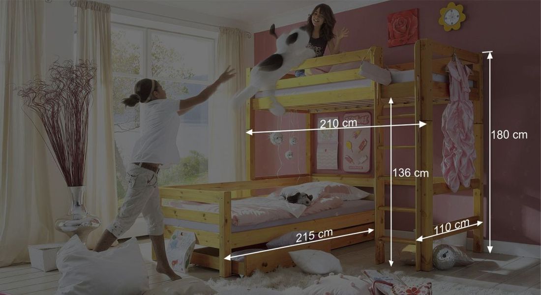 Eck-Etagenbett Kids Paradise Kiefer Massivholz mit Lattenrost