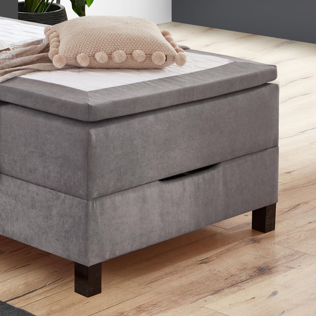 Einzel-Boxbett Hilke Webstoff mit Bettkasten