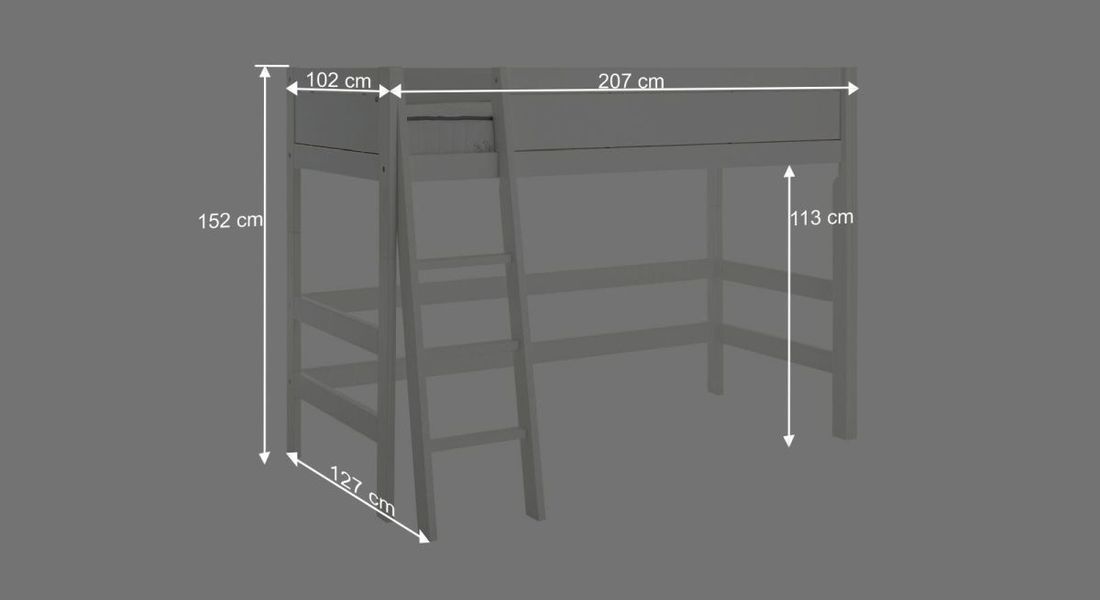 LIFETIME Mittelhochbett Original Kiefer Massivholz mit Lattenrost