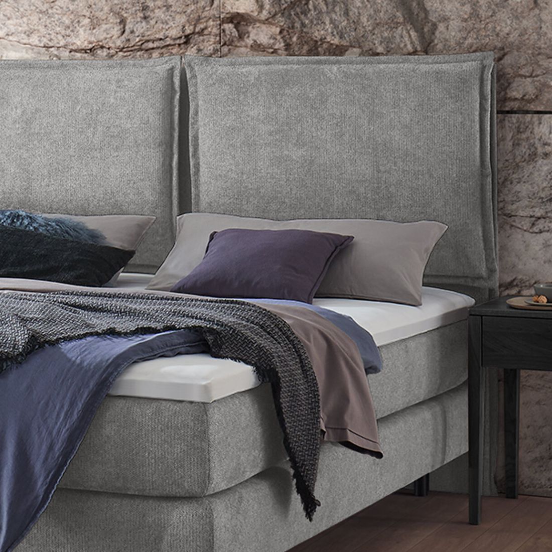 Boxspringbett Rimossa Velours-Strukturstoff