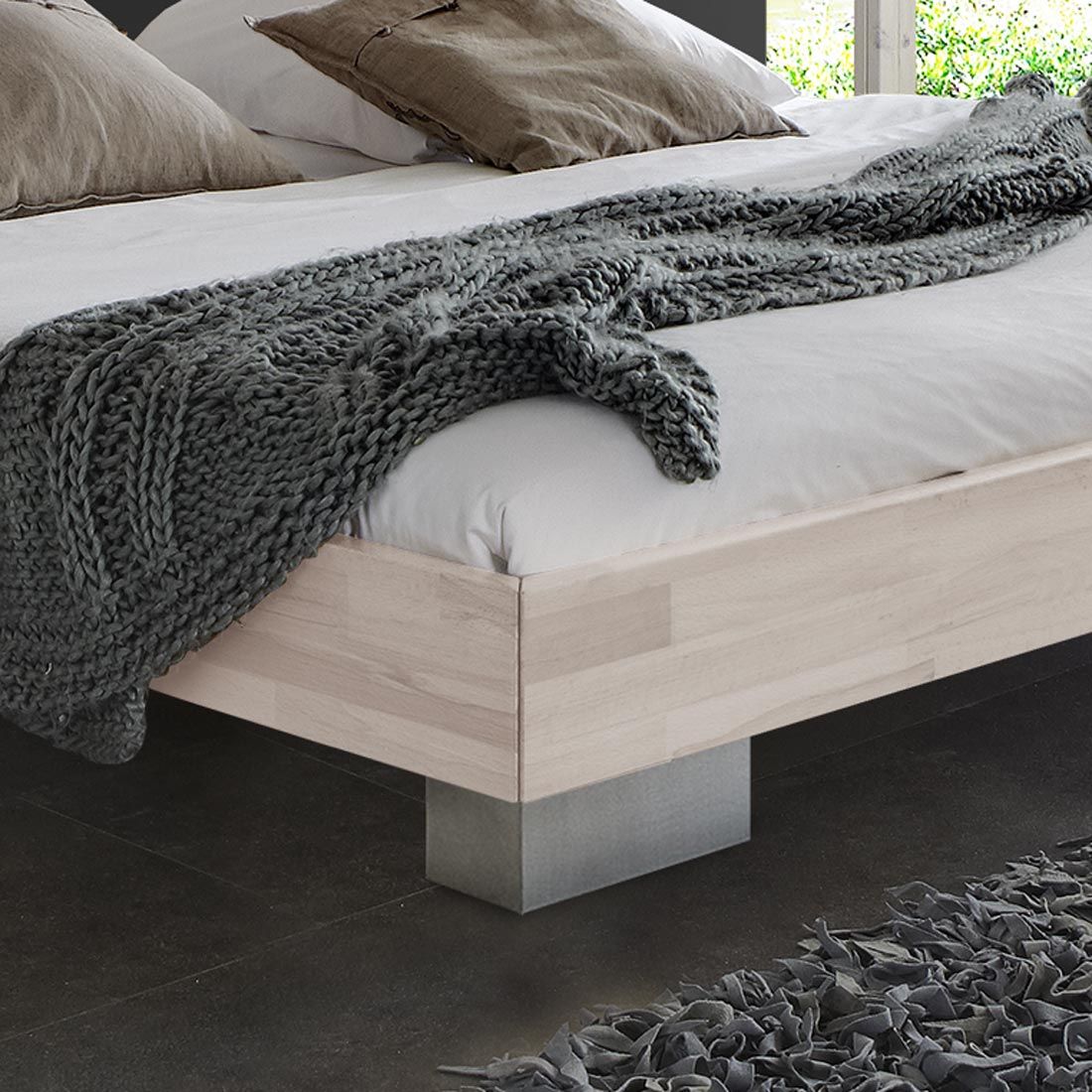 Bett Sogno Buche Massivholz ohne Kopfteil
