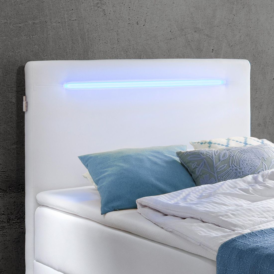 Boxspringbett Iniko Kunstleder mit Beleuchtung und Bettkasten