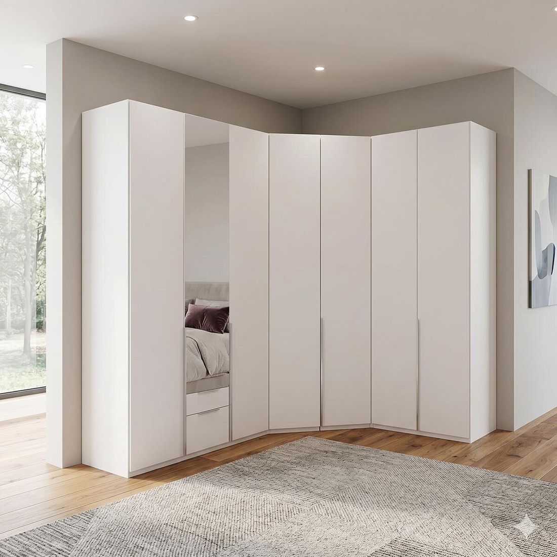 Eck-Kleiderschrank Ceprano mit Beleuchtung