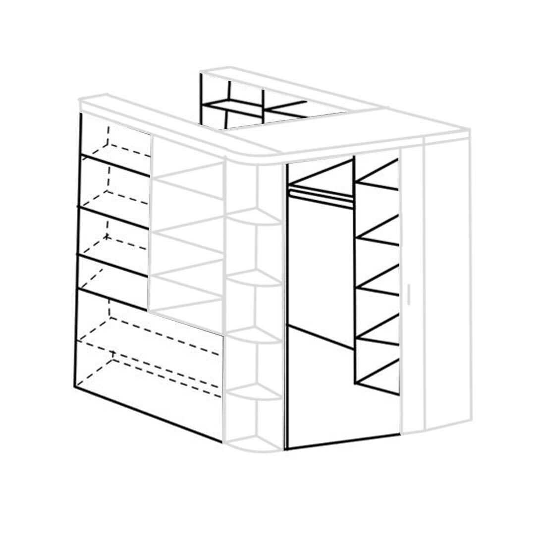 Eck-Kleiderschrank Porvenir begehbar mit Innenausstattung 124x201cm