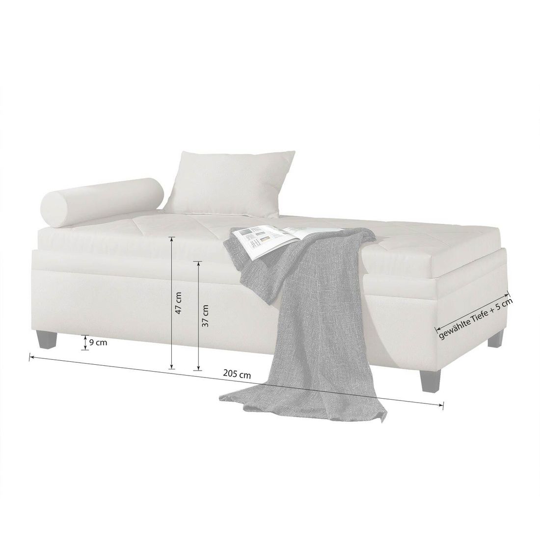 Relaxliege Kamina Microvelours mit Bettkasten