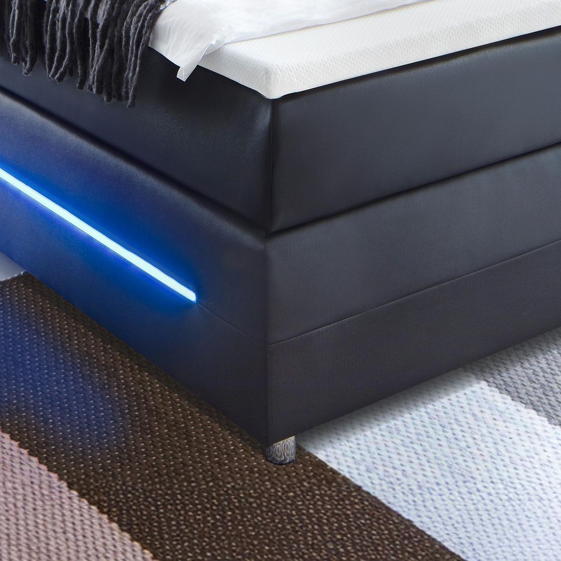 Boxspringbett Shelford Kunstleder mit Beleuchtung