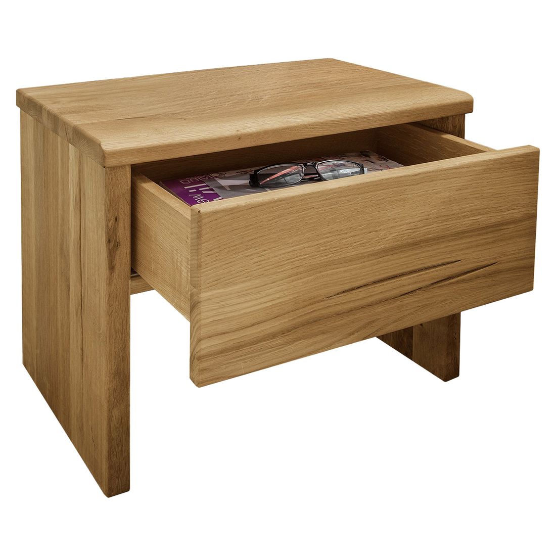 HOMELIV. Nachttisch Rigolato Wildeiche Massivholz H 42cm