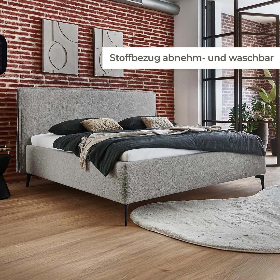 HOMELIV. Polsterbett SwitchIT Sheffield Webstoff mit Bettkasten und Lattenrost