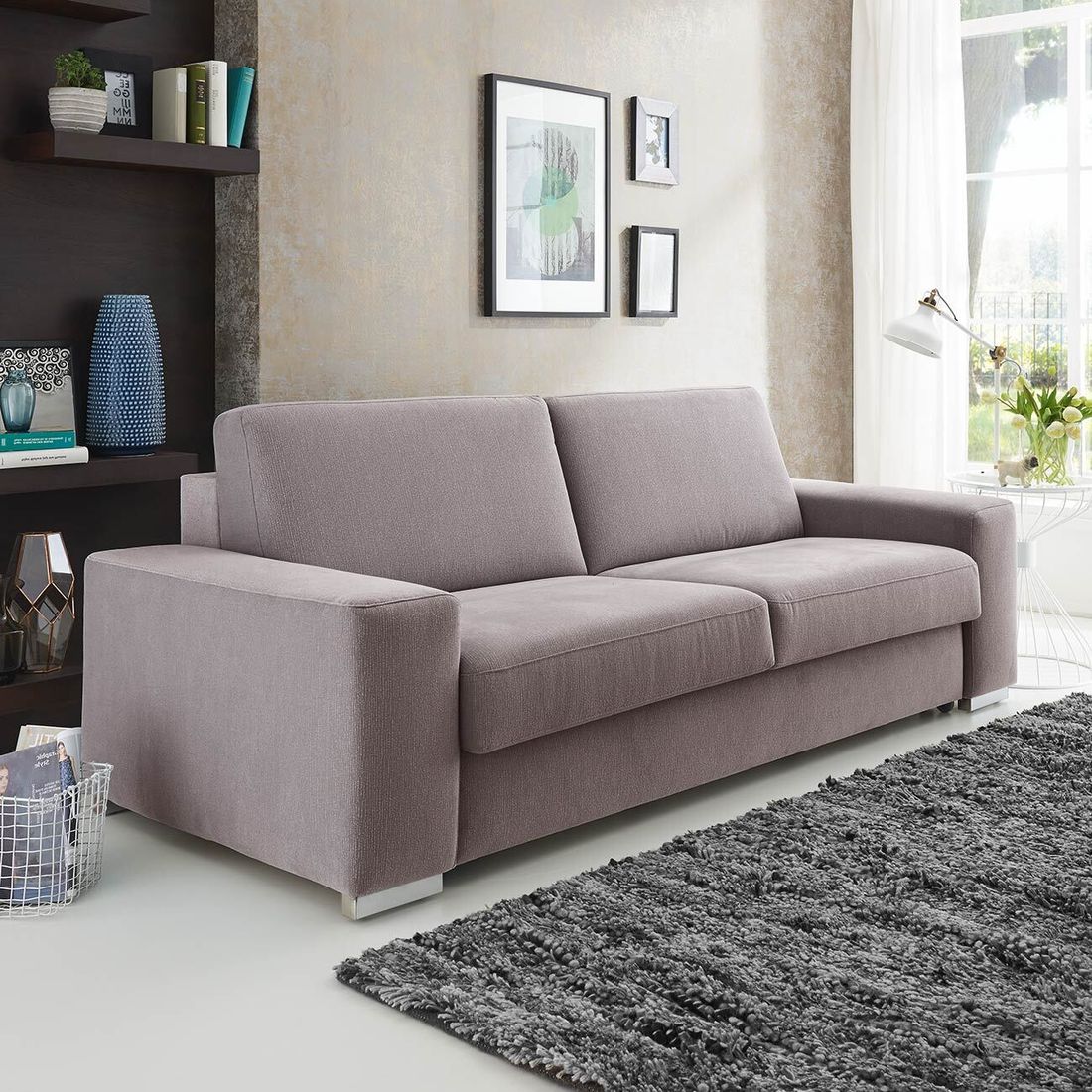 Schlafsofa Telmo Velours mit Lattenrost