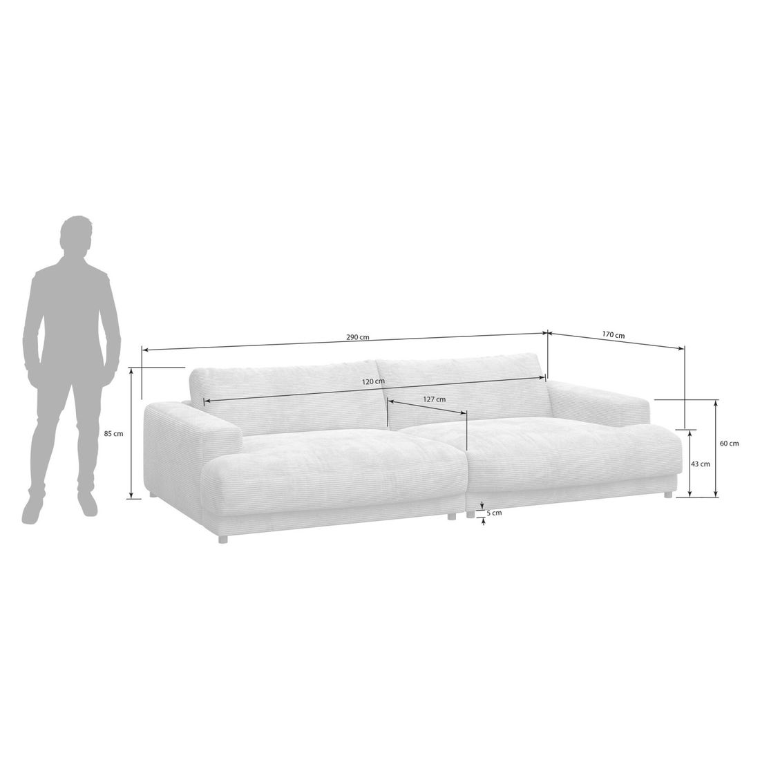 HOMELIV. Big Sofa Bahia 290x170x85cm