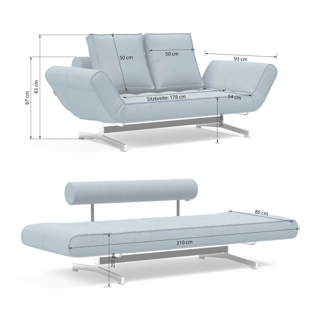 Schlafsofa Lampard Webstoff 210x93x67 cm